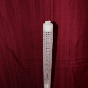 A tall white tube with holes in it